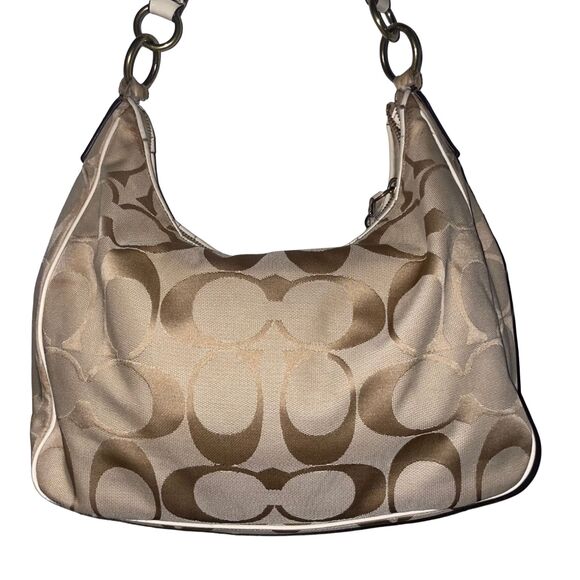 Coach Signature Stripe Convertible Hobo Bag (Shoulder & Crossbody) - Picture 12 of 14